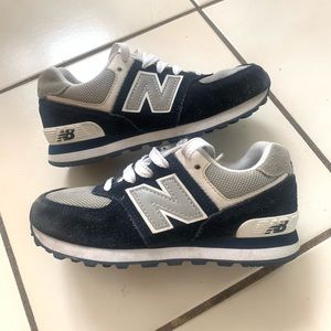 Kids New Balance 574 -Size 12.5, Navy, Silver